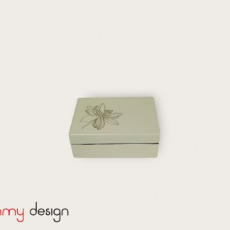 Light blue rectangular business card lacquer box engraved with lotus